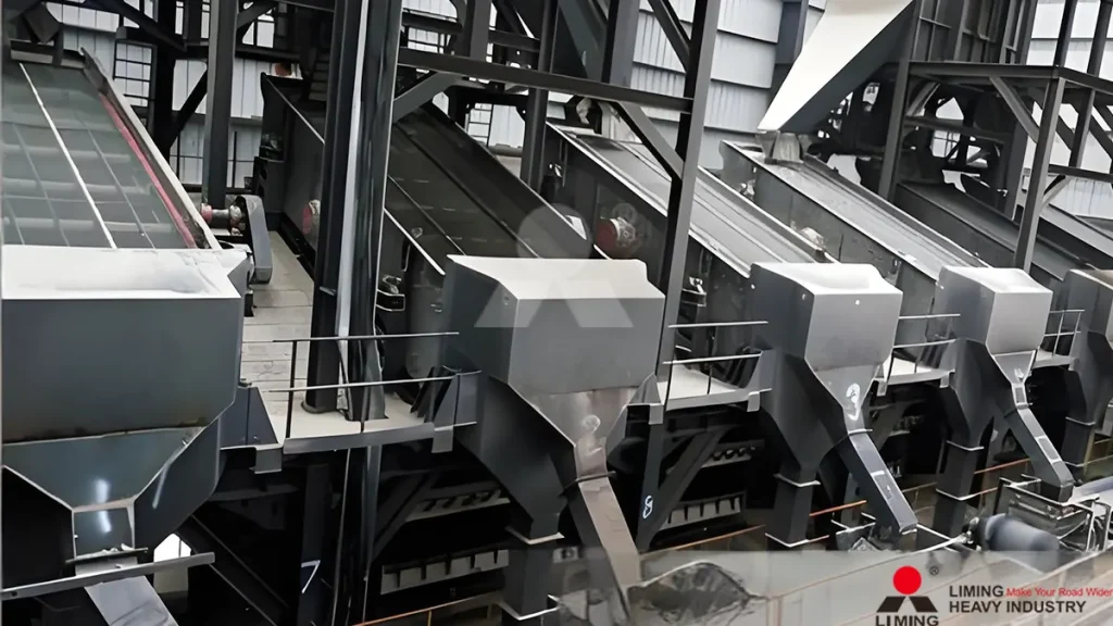 Diagnostic inspection of the heavy-duty steel isolation springs supporting an S5X vibrating screen to ensure symmetrical kinetic load distribution